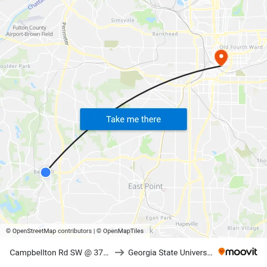 Campbellton Rd SW @ 3709 to Georgia State University map