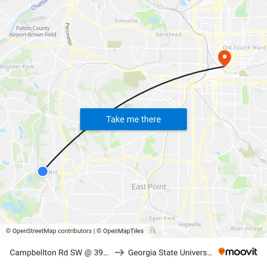 Campbellton Rd SW @ 3901 to Georgia State University map
