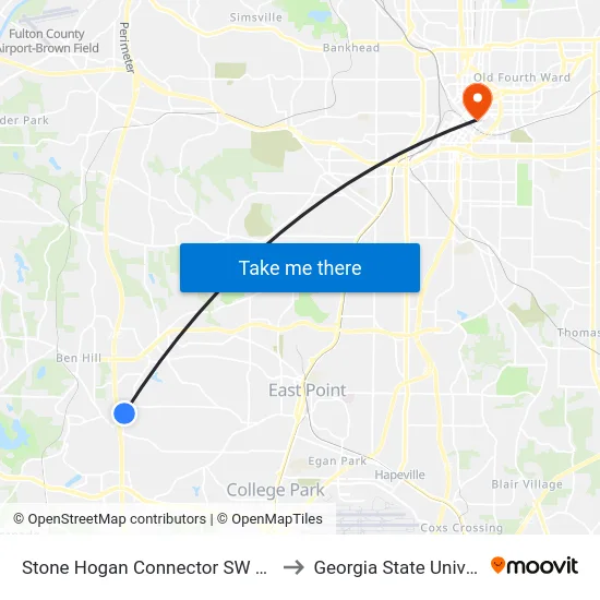 Stone Hogan Connector SW @ 2950 to Georgia State University map