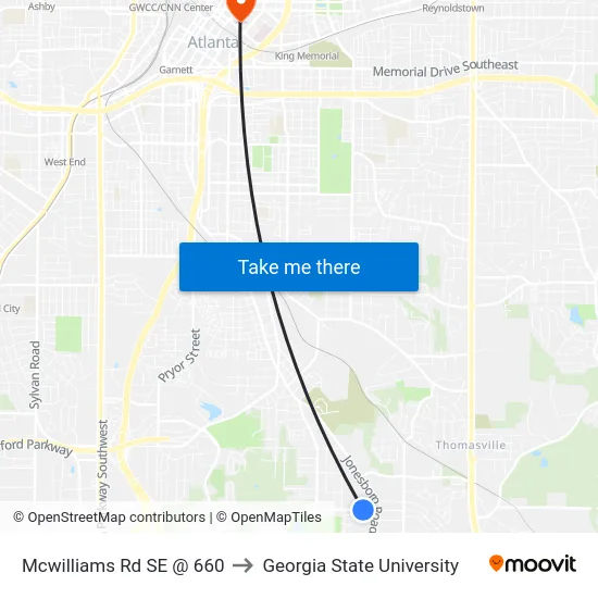 Mcwilliams Rd SE @ 660 to Georgia State University map