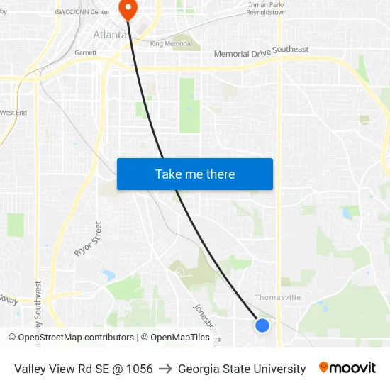 Valley View Rd SE @ 1056 to Georgia State University map