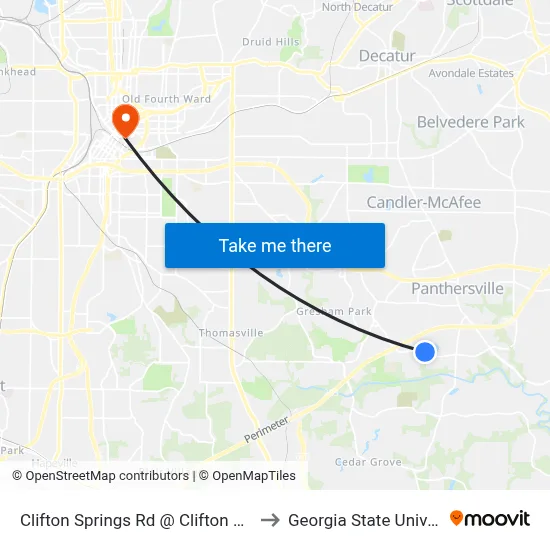 Clifton Springs Rd @ Clifton Farm Dr to Georgia State University map