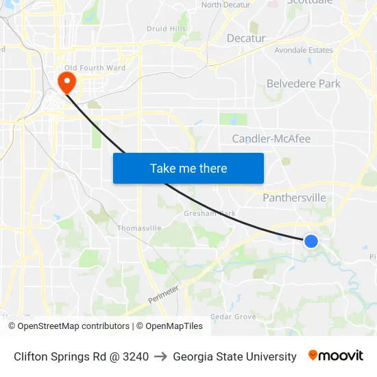 Clifton Springs Rd @ 3240 to Georgia State University map