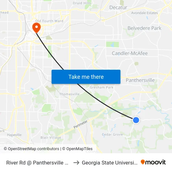 River Rd @ Panthersville Rd to Georgia State University map