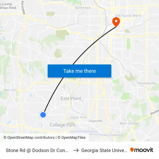 Stone Rd @ Dodson Dr Connector to Georgia State University map