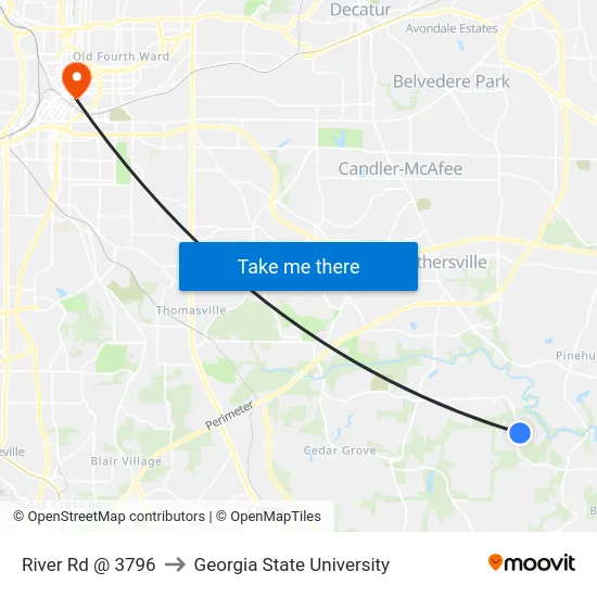 River Rd @ 3796 to Georgia State University map