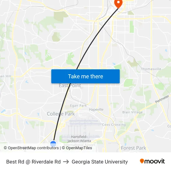 Best Rd @ Riverdale Rd to Georgia State University map