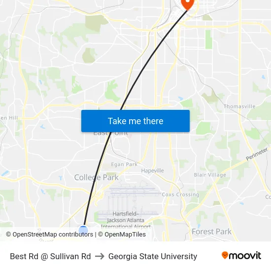 Best Rd @ Sullivan Rd to Georgia State University map