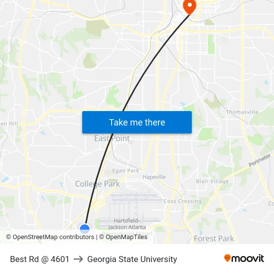 Best Rd @ 4601 to Georgia State University map