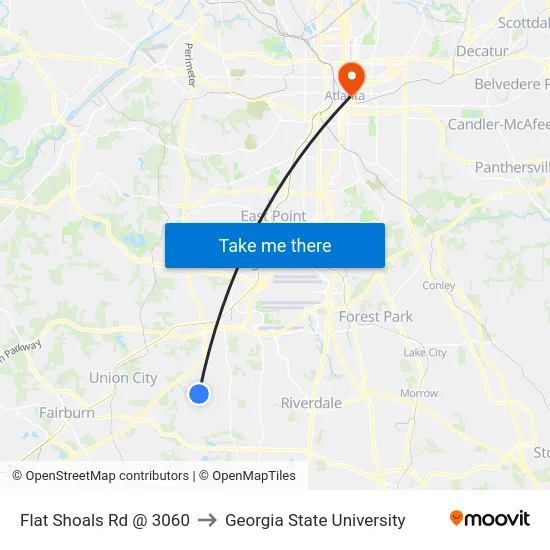 Flat Shoals Rd @ 3060 to Georgia State University map