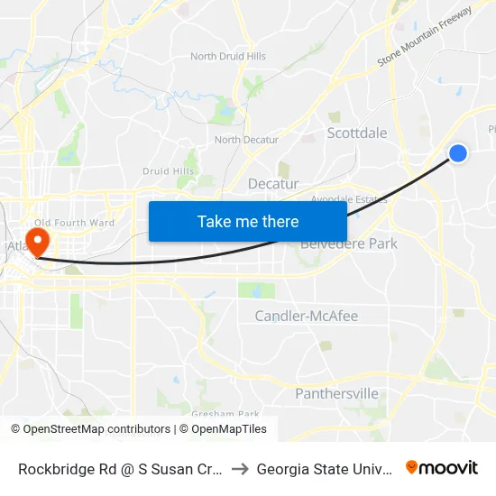 Rockbridge Rd @ S Susan Creek Dr to Georgia State University map