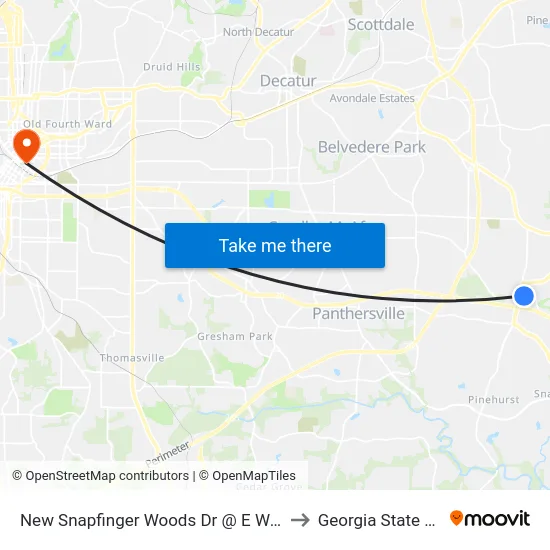 New Snapfinger Woods Dr @ E Wesley Chapel Way to Georgia State University map