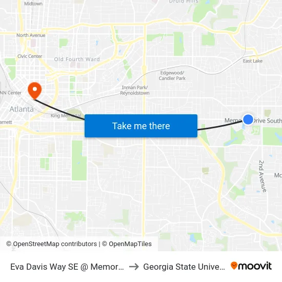 Eva Davis Way SE @ Memorial Dr to Georgia State University map