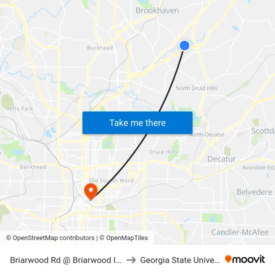 Briarwood Rd @ Briarwood Ind Ct to Georgia State University map