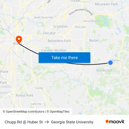 Chupp Rd @ Huber St to Georgia State University map