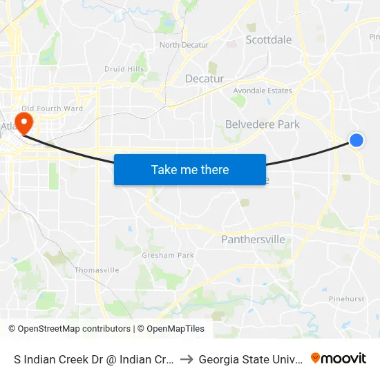 S Indian Creek Dr @ Indian Creek Cir to Georgia State University map