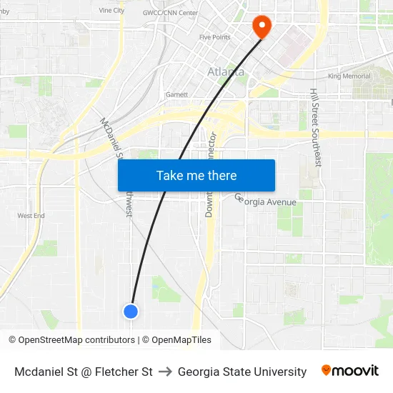 Mcdaniel St @ Fletcher St to Georgia State University map