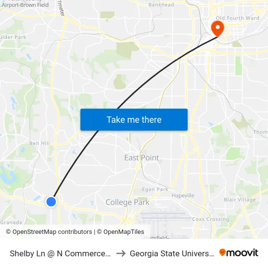 Shelby Ln @ N Commerce Dr to Georgia State University map