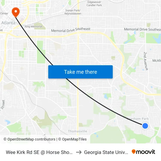 Wee Kirk Rd SE @ Horse Shoe Dr SE to Georgia State University map