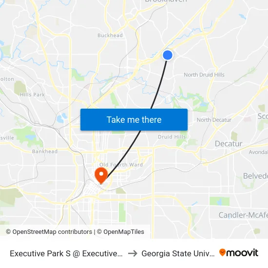 Executive Park S @ Executive Park Dr to Georgia State University map