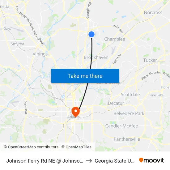 Johnson Ferry Rd NE @ Johnson Ferry Pkwy to Georgia State University map