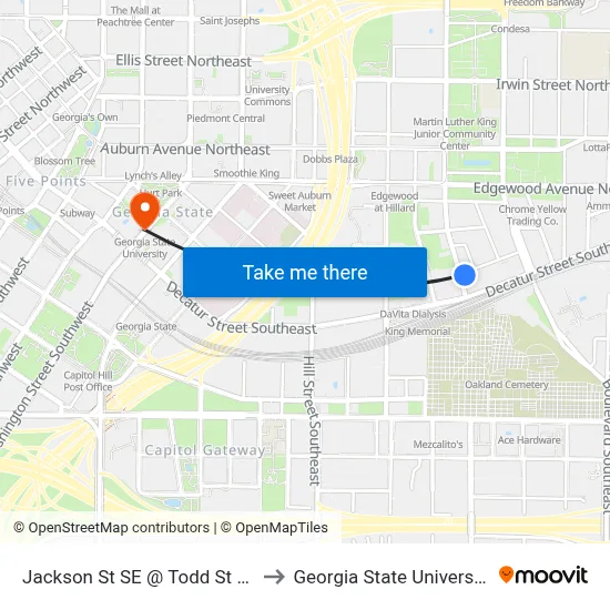 Jackson St SE @ Todd St SE to Georgia State University map