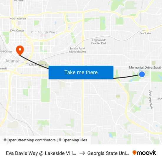 Eva Davis Way @ Lakeside Village Dr SE to Georgia State University map