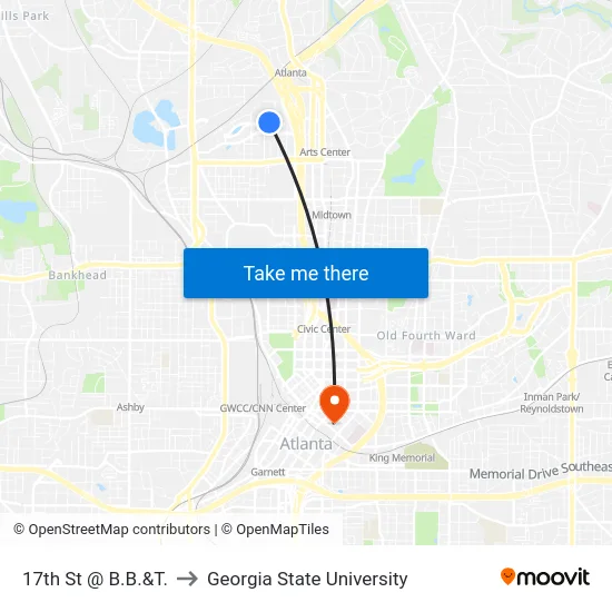17th St @ B.B.&T. to Georgia State University map