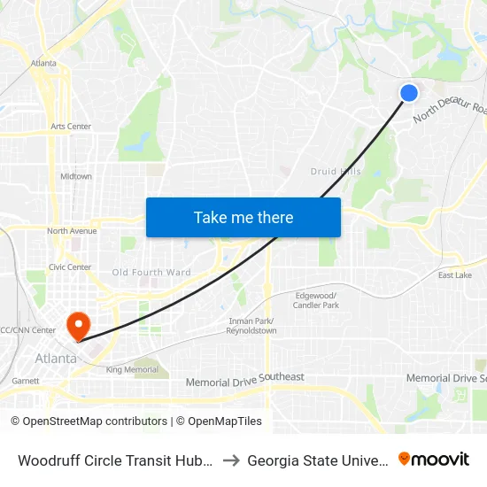 Woodruff Circle Transit Hub (Wc) to Georgia State University map