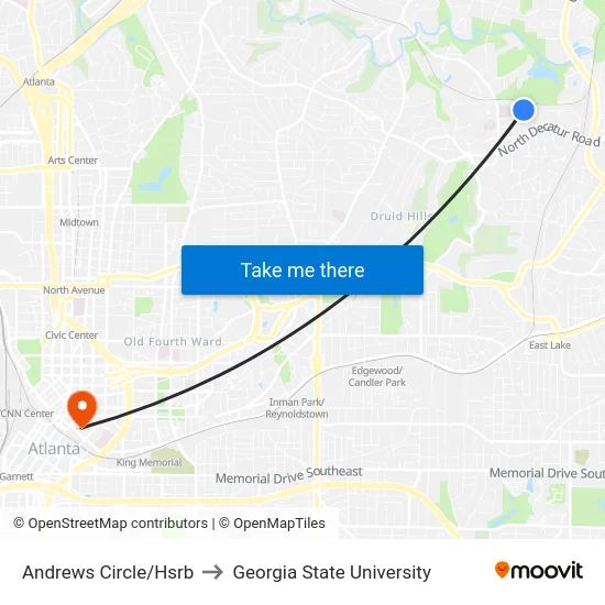 Andrews Circle/Hsrb to Georgia State University map