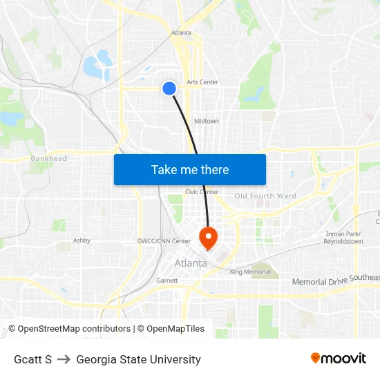 Gcatt S to Georgia State University map