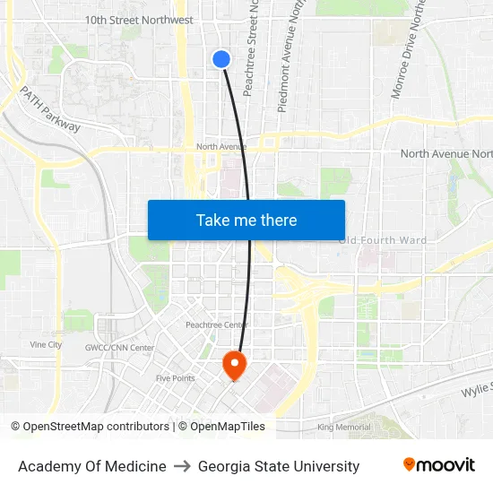 Academy Of Medicine to Georgia State University map