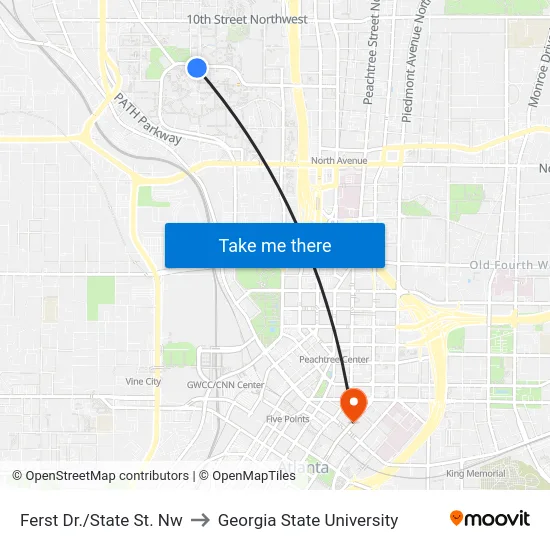 Ferst Dr./State St. Nw to Georgia State University map