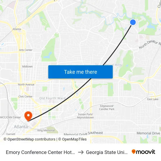 Emory Conference Center Hotel (Ecch) to Georgia State University map