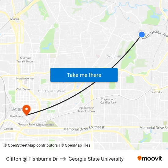 Clifton @ Fishburne Dr to Georgia State University map