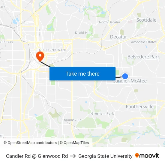 Candler Rd @ Glenwood Rd to Georgia State University map