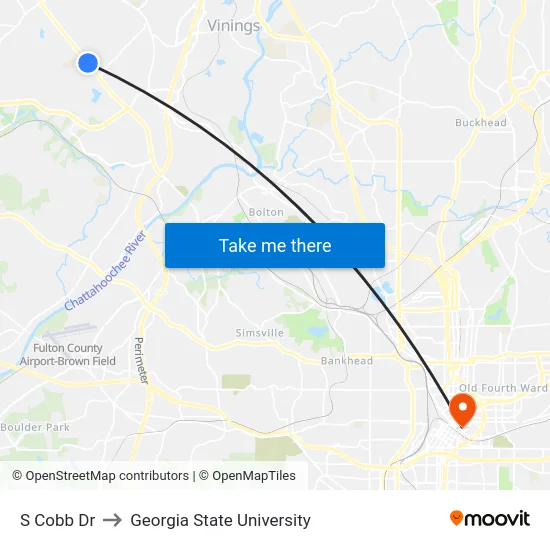 S Cobb Dr to Georgia State University map