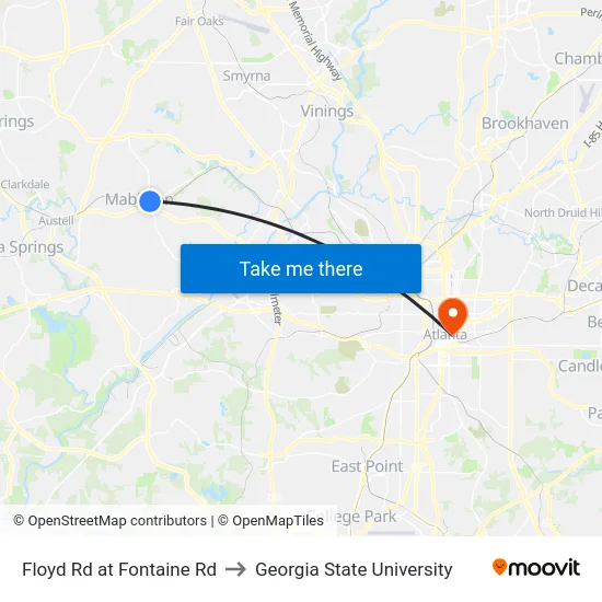 Floyd Rd at Fontaine Rd to Georgia State University map