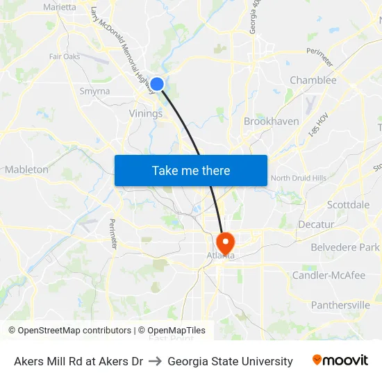 Akers Mill Rd at Akers Dr to Georgia State University map