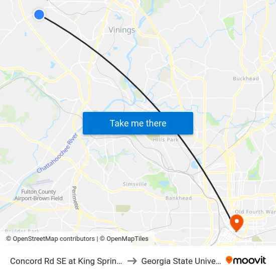 Concord Rd SE at King Springs Rd to Georgia State University map