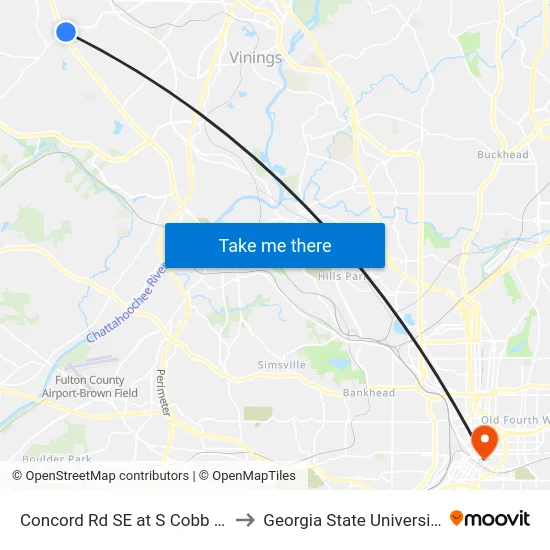 Concord Rd SE at S Cobb Dr to Georgia State University map
