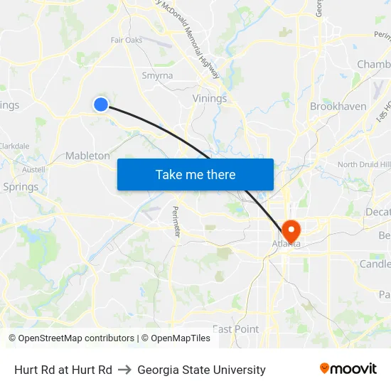 Hurt Rd at Hurt Rd to Georgia State University map