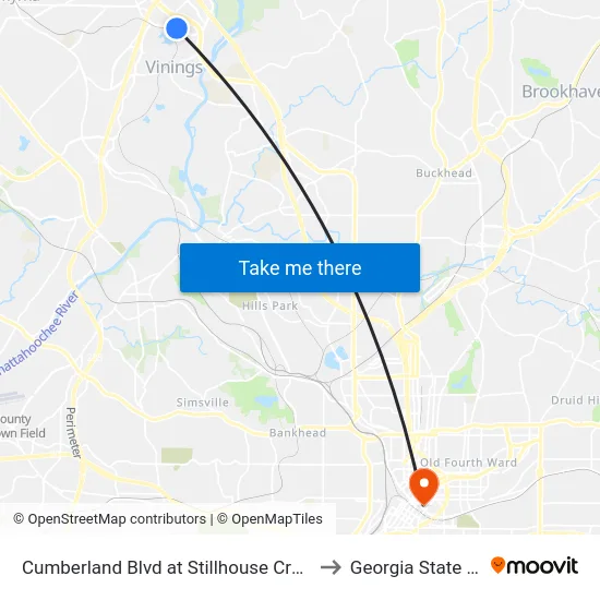 Cumberland Blvd at Stillhouse Creek Dr/Riverwood P to Georgia State University map
