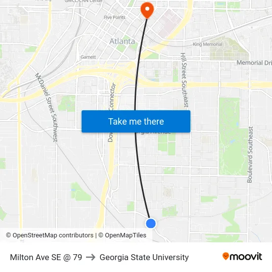 Milton Ave SE @ 79 to Georgia State University map