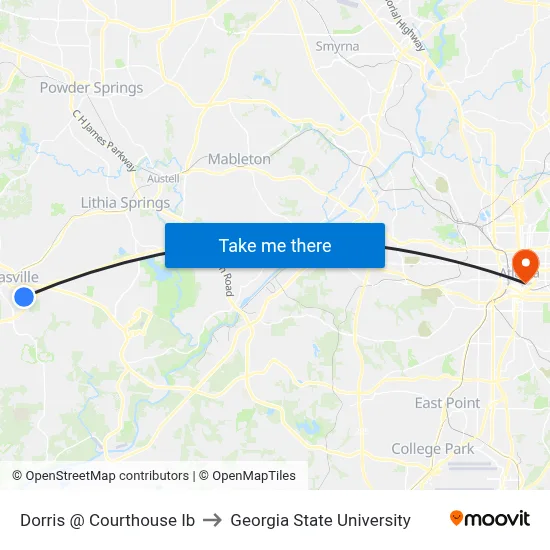 Dorris @ Courthouse Ib to Georgia State University map