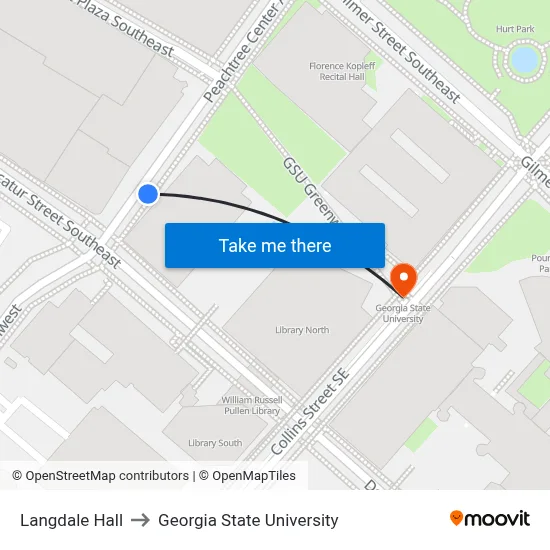 Langdale Hall to Georgia State University map