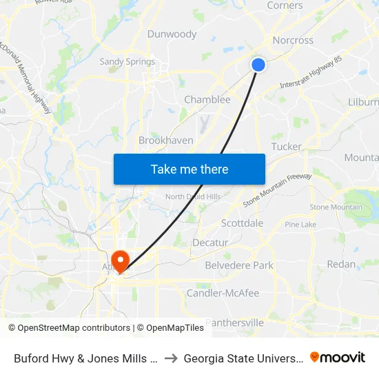 Buford Hwy & Jones Mills Rd to Georgia State University map