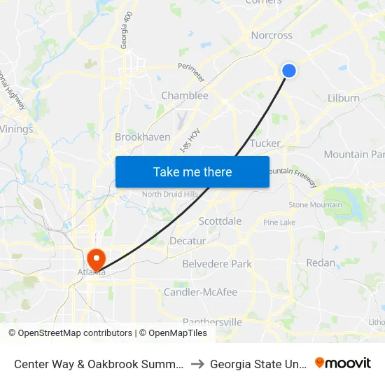 Center Way & Oakbrook Summit Entrance to Georgia State University map