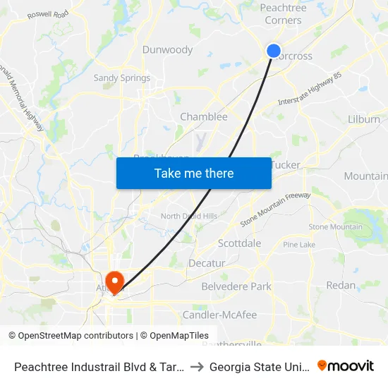 Peachtree Industrail Blvd & Target Plaza to Georgia State University map
