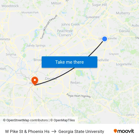 W Pike St & Phoenix Hs to Georgia State University map